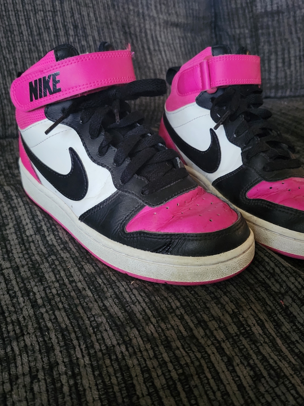 Nike High-Top Sneakers in Pink, Black & White